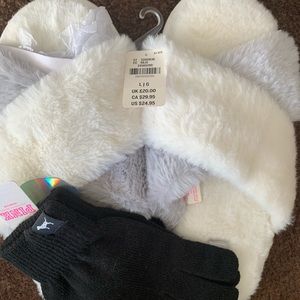 VS slippers and PINK gloves